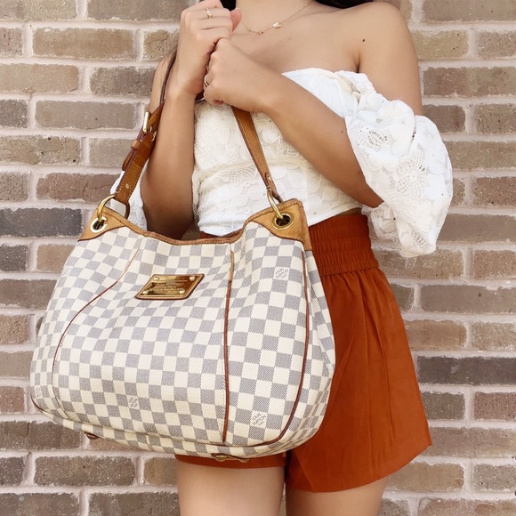 Louis Vuitton Galliera PM Shoulder Bag Hobo Damier Azur Leather White - Picture 4 of 11